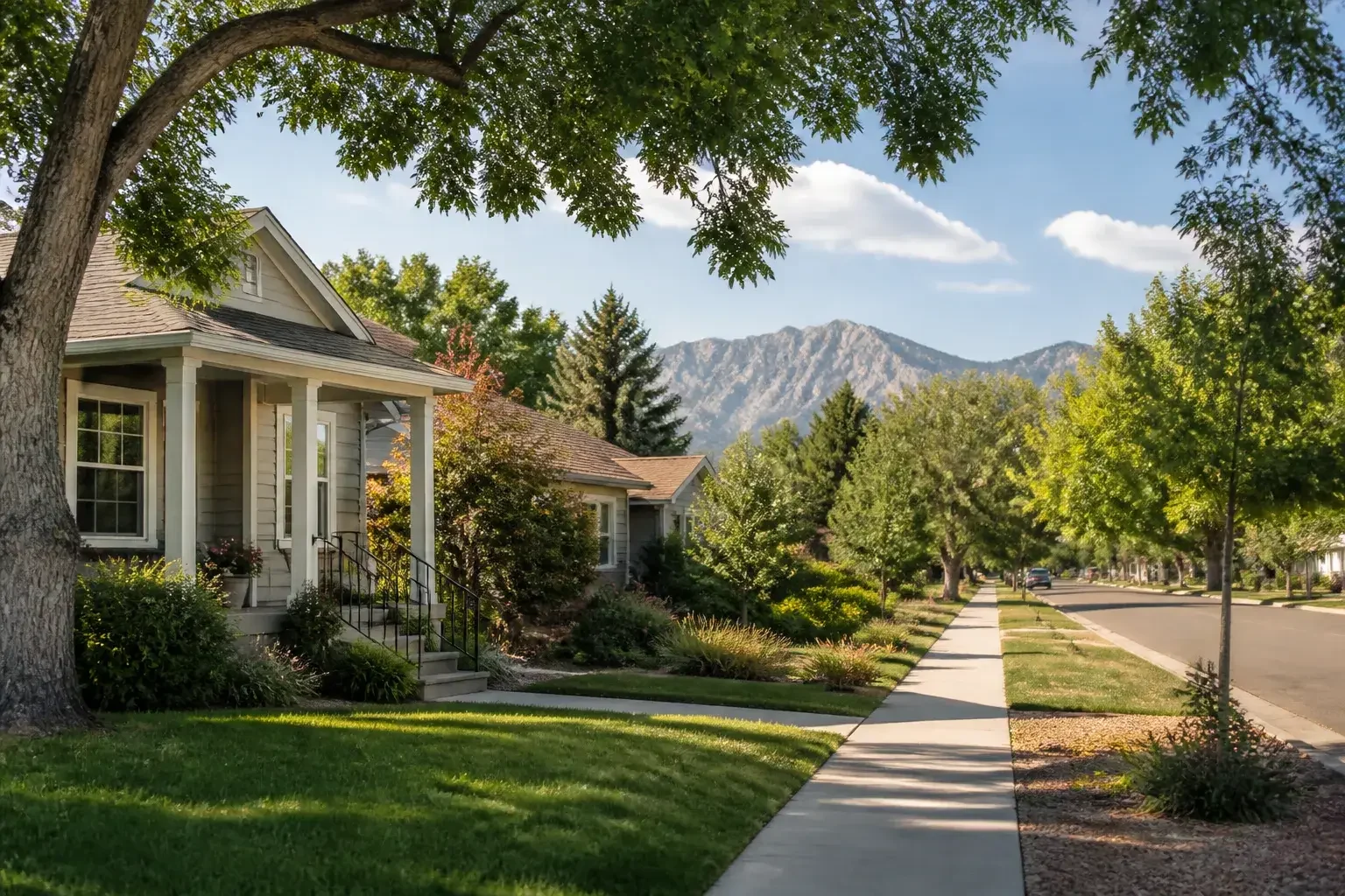 Longmont neighborhood street with homes and trees